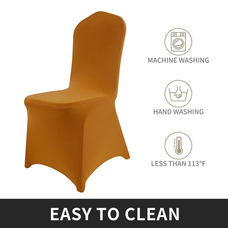 Peomeise Stretch Spandex Chair Cover for Wedding Party Dining Banquet Event (Gold, 25) - Image 3